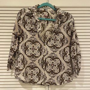 Brown Pattern Button Up